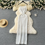 Empty Grid Sling Dress Women's Summer New Folding Coat Wearing Long Body Dressing Vest Burqa Skirt