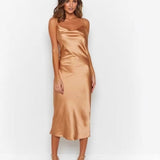 Women's Clothing 2025 Spring New Fashion Texture Texture Swing Tie Slings Fansuit Dress