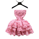 French Sweet Atmosphere Feel Bra Dress Women Summer Three-Dimensional Flowers Small Hot Babes Ponmp Short Skirt