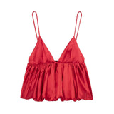 Spring 2025 New Women's Solid Color Repair Silk Silk Texture Fluffy Sleeveless Sling Slings