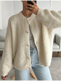 Autumn/Winter 2025 Women's Comfortable Casual Solid-Colored Knitted Shirt Jacket