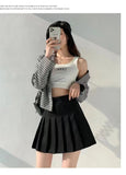 Short Skirts 100-Fold Skirt Women Autumn And Winter High-Waisted Small College Style Half-Dress Summer Skirt Large Size A Word Thin Lattice Skirt