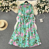French Retro Breeze Mashed Floral Shirt Collar Dress Women's Spring Waists Thin Senior Sense Light Luxury Big Dress