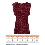2025 Women's Beads Dress Dress Sleeveless Party With Cushioned Shoulder Mini Dress Y2K