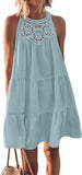 2025 Summer Sleeveless Dresses Casual Sleeveless A-Line Hierarchal Swing Vest Skirt Beach Vacation Mini