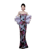 New Chinese Fishtail Evening Dress 2025 New Light Luxury Niche Morning Robe Toasting Bridal Purple Banquet Dress Dress Dress