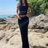 2025 Summer Fashion Trend Women's New Slings A Word Shoulder Repair Yarn Net Exposed Umbilly T-Shirt