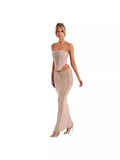 Spring And Summer Hot New Sexy Trend Bare Back Tsets Coat Ass Long Skirt Knitting Set