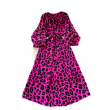 French Retro Niche Print Dress Woman 2025 Autumn Strap To The Waist Round Lantern Sleeves Thin Dress