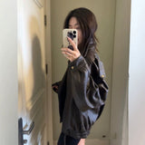 Vintage Heavy Industry Pu Leather Jacket Autumn Sweet Cool Hot Babes Oversize Premium Locomotive Jacket