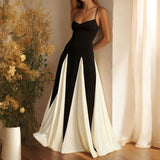 2025 Spring Women's Fashion Temperament Slings Bumping Color Short-Sleeved Loose Swing Dress