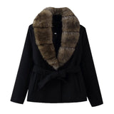 Women's Clothing 2025 Autumn And Winter 2025 New Collar Imitation Artificial Hair Tie Belt Repair Coat Coat Long Sleeve