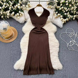 Summer New Knitted Dress Women's French Retro High-End Slim Slimy Temperament Of The Body Fishtail Dress