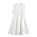 Women's Spring 2025 New Sleeveless Round-Necked Knitted Skating Dress Mini Dress