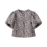 Fashion Bubble Sleeve Single-Button Shirt 2025 Spring And Summer Sweet Round Collar Short Top Female Casual