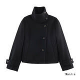New Women's Clothing Retro Casual Clip Long-Sleeved Single Buckle Hair Jacket Jacket