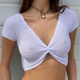 2025 Summer New Women's Sexy Hot Chick Knitted Short Sleeve Wrapped Breast Small Waist Coat Outside The Girl