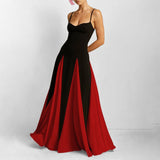 2025 Spring Women's Fashion Temperament Slings Bumping Color Short-Sleeved Loose Swing Dress