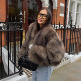 Spring 2025 Women's Fur Temperament Elegant Warm Artificial Fur Brown Casual Coat Real Shot