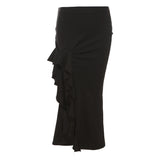 2025 Summer New Women's Solid Color Body Street Fashion High-Waisted Hip Open Skirt