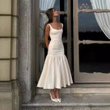 2025 Summer New Women's Dress French Retro Sleeveless Collar Temperament Spliced Slinging Dress