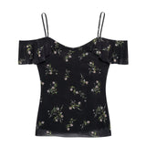 Spring 2025 New Women's Clothing Mesh Print Slings + Half-Dress Fashion Women's Set
