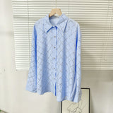 New Women's Dress French Elegant Hot Diamond Diamond Diamond Linge Casual Thin Long-Sleeved Collar Shirt Shirt