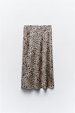 2025 Autumn New Women's Fashion Silk Silk Texture Multi-Color Printing Fan Flute Skirt