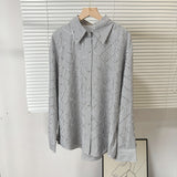New Women's Dress French Elegant Hot Diamond Diamond Diamond Linge Casual Thin Long-Sleeved Collar Shirt Shirt