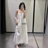 Fan Summer New Women's Hollow Embroidery Fan Flute Dress Loose Leisure Bareback Sling Skirt