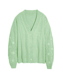 Mold Same Taylor Orange Cardigan Embroidered Stars Loose Languid Temperament Sweater