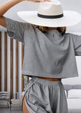 2025 Spring And Summer Knitted Striped Pajamas Loose Short-Sleeved Shorts Set Fashion Outside Wearing Home Clothes Women