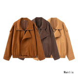 Ins2025 New Fashion Temperament Womenswear Designer Loose Leather Jacket