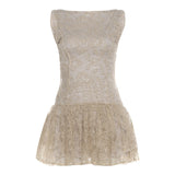 Fashion 2025 Autumn And Winter New Women's Clothing Famous Yuan Qianjin Feel Waist Show Body Bare Sleeveless Dress