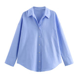 2025 Summer New Women's Cotton Loose Leisure Long-Sleeved Oxford Shirt Women