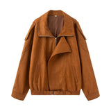 Ins2025 New Fashion Temperament Womenswear Designer Loose Leather Jacket