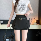 Small Retro With Belt Solid Color Bony Skirt Women Summer Commute High Waist Slim Half Body Skirt Babes