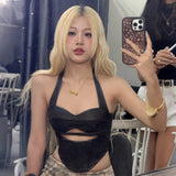 Autumn 2025 New Women's Hanging Neck Sling Sexy Babes Design Hollow Umbilly Vest
