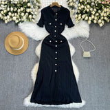 New Small Fragrant High-End Hollow Wood Ear Lace Crate Trim Slimming Knitted Dress Fashion