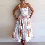 Women's New 2025 Spring Dress Solid Color Sexy U-Neck Waist Folding Sling Dress