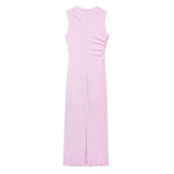 Women's Clothing 2025 Spring New Sleeveless Folding Decorative Fan Flute Dress Dress Dress