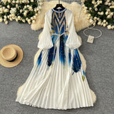 High-Grade Collar Nail Bead Lantern Sleeve Pearl Belt To Collect Long-Term Printed Pressure Skirt