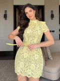 2025 Summer Women's New Bow Belt Lace Dress Body And Hip Skirt