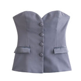 Women's Clothing 2025 Spring New Sexy 4 Color Tight Single-Breasted Breast Small Vest + Short Skirt Set
