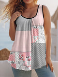 Summer Round Collar Vest New Art Splicing Pattern 3D Digital Printing Sleeveless Women's Folding Vest