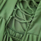 2025 Summer Out-The-Shoulder Lantern Long-Sleeved V-Neck Dress Sexy Showy Multi-Colored Skirt Woman