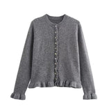 Women's Clothing 2025 Spring New Fashion Casual Temperament Folding Decorative Knit Coat