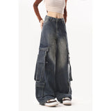 Workwear Jeans Women 2025 New High Street Design High-Rise Loose Straight Leisure Broad Legs Long Pants