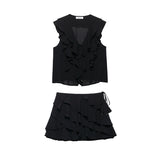 Z Feng 2025 New Summer Laminate Decoration Shirt 8372079 Laminate Decorative Skirt 8372080 Two-Piece Cover