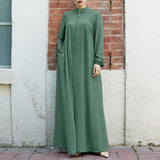 2025 New Muslim Women's Clothing Middle Eastern Arab Style Zippered Open-Shirt Into The Bag Temperament Loose Dress